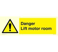 Cartello con scritta "Danger Lift Motor Room", 450 x 150 mm, L41