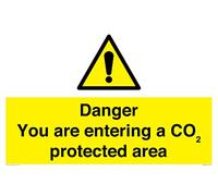 Cartello con scritta "Danger you are enter a CO₂ protected area", 600 x 400 mm, formato A2L