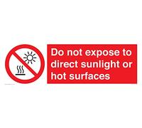 Cartello con scritta "Do not expose to direct sun or hot surfaces", 600 x 200 mm, L62