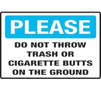 Cartello con scritta "Do Not Throw Trash or Cigarette Butts On The Ground 15,2 x 20,3 cm, design elegante e prominente, perfetto per casa, ufficio, porte anteriori, pareti, finestre