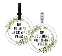 Cartello con scritta "Don't Touch", scritta "No Kissing" per seggiolino auto o passeggino", confezione da 2 etichette per seggiolino auto per passeggini preemie neonato (13,5 cm)