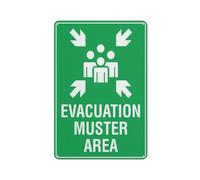 Cartello con scritta "Evacuation Muster Area", 20,3 x 30,5 cm, rivestimento riflettente in alluminio antiruggine, resistente alle intemperie, impermeabile, facile da montare