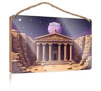 Cartello con scritta "Hello Winter View Of Nighttime View of Antient Petra Temple Under Full Moon", cartello boscoso per esterni per portico, decorazione per ufficio (20 x 30 cm)