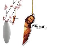 Cartello con scritta "I Saw That Jesus", divertente ornamento in acrilico 2D per auto, religioso, cristiano, con scritta "I Saw That Jesus", per donne, uomini, colleghi, mamma