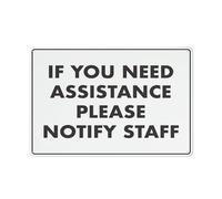 Cartello con scritta "If You Need Assistance Please Notify Staff Sign Safe Sign, Signs Outdoor, 30,5 x 20,3 cm, cartello per casa, affari, vialetto di allarme