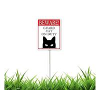 Cartello con scritta in inglese "Beware Sign Guard Cat on Duty Sign with Stake 11,7 x 15,2 cm alluminio decorazione esterna cartello antiruggine robusto cartello in alluminio per uso esterno facile da