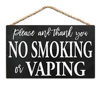 Cartello con scritta in inglese "No Smoking Or Vaping Please And Thank You", decorazione per la porta di casa e ufficio, decorazione da parete in grotta, cartello in metallo, 20 x 30 cm