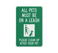 Cartello con scritta in lingua inglese "All Pets Must Be On A Leash Please Clean Up After Your Pet Sign Safe Sign", cartello esterno, 30,5 x 20,3 cm, cartello per casa, affari, segnale di allarme