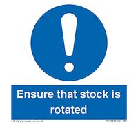 Cartello con scritta in lingua inglese "ensure that stock is rotated sign", 85 x 85 mm, S85