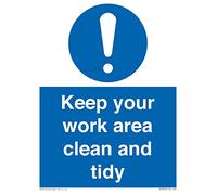 Cartello con scritta "Keep your work area clean and order", 150 x 200 mm, formato A5P