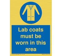 Cartello con scritta "Lab coats must be worn in this area" - 75 x 100 mm - A7P