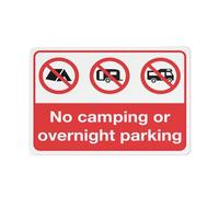 Cartello con scritta "No Camping or Overnight Parking Sign Funny Decor for house door Office Business Yard Sign - 30,5 x 20,3 cm, fori preforati, resistente alle intemperie
