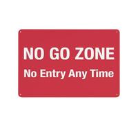 Cartello con scritta "No Go Zone No Entry Any Time", rivestimento riflettente in alluminio antiruggine, resistente alle intemperie, impermeabile, facile da montare