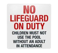 Cartello con scritta "No Lifeguard On Duty Pool Sign", "Children Must Have Adult Supervision", cartello in metallo per la sicurezza, per casa, lavoro, parete, sicurezza, sicurezza, decorazione