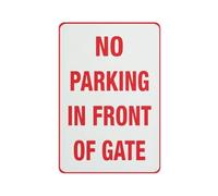Cartello con scritta "No Parking In Front Of Gate Sign Safe Sign", cartello esterno, 30,5 x 20,3 cm, cartello per casa, affari, vialetto di allarme