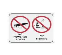 Cartello con scritta "No Powered Boats No Fishing", 20,3 x 30,5 cm, rivestimento riflettente in alluminio antiruggine, resistente alle intemperie, impermeabile, facile da montare