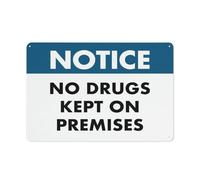 Cartello con scritta "Notice No Drugs Kept On Premises", 20,3 x 30,5 cm, in alluminio antiruggine, resistente alle intemperie, impermeabile, facile da montare
