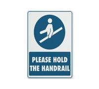 Cartello con scritta "Please Hold The Handrail", 20,3 x 30,5 cm, rivestimento riflettente in alluminio antiruggine, resistente alle intemperie, impermeabile, facile da montare