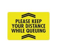 Cartello con scritta "Please Keep Your Distance While Queuing", rivestimento riflettente in alluminio antiruggine, resistente alle intemperie, impermeabile, facile da montare