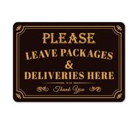 Cartello con scritta "Please Leave Packages and Deliveries Here", autoadesivo impermeabile e durevole per pacchi, si prega di posizionare i pacchi in scatola, adesivo per casa, ufficio, negozio