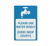 Cartello con scritta "Please Use Water Wisely Every Drop Counts", rivestimento riflettente in alluminio antiruggine, resistente alle intemperie, impermeabile, facile da montare