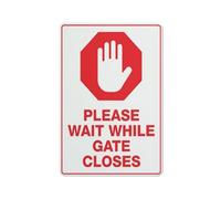 Cartello con scritta "Please Wait While Gate Closes", 20,3 x 30,5 cm, in alluminio antiruggine, resistente alle intemperie, impermeabile, facile da montare