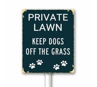 Cartello con scritta "Private Lawn Keep Dogs Off The Grass con palo in metallo, no Pooping Signs for Yard, Pick Up After Your Dogs, Protect Your Lawn Sign", 18 x 22 cm, in alluminio antiruggine