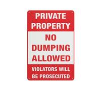 Cartello con scritta "Private Property No Dumping Allowed", 20,3 x 30,5 cm, in alluminio antiruggine, resistente alle intemperie, impermeabile, facile da montare
