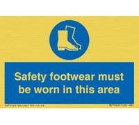 Cartello con scritta "Safety footwear must be worn in this area" - 75 x 50 mm - A8L