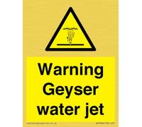 Cartello con scritta "Warning Geyser Water Jet", 75 x 100 mm, A7P