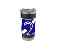 Cartello con simbolo "Hearing Impaired, deaf deafness" Bicchiere termico in acciaio inox doppia parete