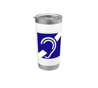 Cartello con simbolo "Hearing Impaired, deaf deafness" Bicchiere termico in acciaio inox doppia parete