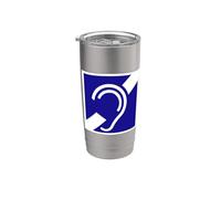 Cartello con simbolo "Hearing Impaired, deaf deafness" Bicchiere termico in acciaio inox doppia parete