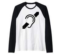 Cartello con Simbolo Hearing Impaired, Deaf Deafness Maglia con Maniche Raglan