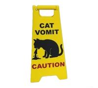 Cartello con vomito di gatto, 10 x 3,8 cm, ornamento in resina gialla per casa e ufficio, bavaglio umoristico, design robusto e giocoso, amanti dei gatti e appassionati di umorismo (A)