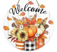 Cartello Creativo In Legno Per Il Ringraziamento, Targa Da Appendere Alla Porta, Decorazione Per La Casa, Cartello Di Benvenuto Con Zucca Autunnale