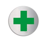 Cartello - Croce Verde | Targhette Targa acciaio inox Ø 75 mm autoadesivo | Ofform Design Originale No.39256