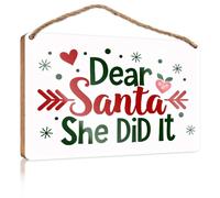 Cartello da appendere alla parete con scritta in inglese "Caro Babbo Natale, She Did It!", per camera da letto dei ragazzi (20 x 30 cm)