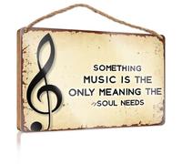 Cartello da appendere alla parete Something Music Is The Only Meaning The Soul Needs. Divertente cartello per bagno decorazione per stanza indie (20 x 30 cm)