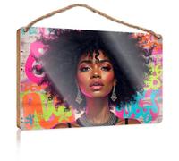 Cartello da appendere in legno per bagno Graffiti colorati: un cartello alla moda audace in legno decorazione cortile stanza cose (15 x 28 cm)