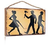 Cartello da appendere per dispensa, decorazione con sagome occidentali: una storia di tre figure, cartello in legno da appendere per bar, ufficio, porte (20 x 30 cm)