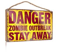 Cartello da appendere per dispensa, decorazione Zombie Outbreak: Danger Ahead!, cartello in legno da appendere per bar, ufficio, per porte (15 x 28 cm)