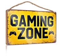 Cartello da appendere per esterni Explore The Gaming Zone Today! Cartello decorativo in legno (15 x 28 cm)