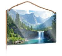 Cartello da appendere per esterni Nature'S Majesty: A Mountainous Waterfall Landscape cartello in legno cartelli e placche divertenti cartelli per la casa (15 x 28 cm)