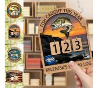 Cartello da appendere personalizzato Fish Caught This Year per uomini, marito, papà, nonno, pescatori, personalizzato, tema pesca, registro escursionistico, per cabina rustica, casa sul lago, uomo