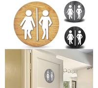 Cartello da bagno in legno per porta interna o montaggio a parete, con aspetto rustico e identificazione funzionale della zona WC (grigio)