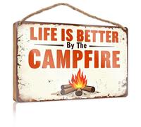 Cartello da bagno per la casa con scritta "Life Is Better By The Campfire". Segnali da bagno per la decorazione della piscina (15 x 28 cm)