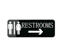 Cartello da bagno per porta dell'ufficio, cartello per bagno per casa e lavoro, cartello per uomini e donne, bianco e nero, 22,7 x 7,6 cm, facile installazione senza attrezzi, qualità garantita