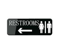 Cartello da bagno per porta dell'ufficio, cartello per bagno per casa e lavoro, cartello per uomini e donne, bianco e nero, 22,7 x 7,6 cm, facile installazione senza attrezzi, qualità garantita