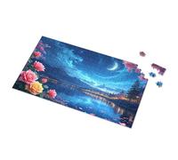 Cartello da bar vintage con immagine di una notte magica vicino al lago con fiori, puzzle uomo caverna bar roba per la stanza dei ragazzi (500 pezzi)